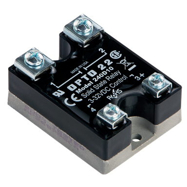 Opto22 Solid State Relay; 10A; 1-NO; 3-32VDC IN; 240VAC OUT; Panel Mount; Zero Crossing