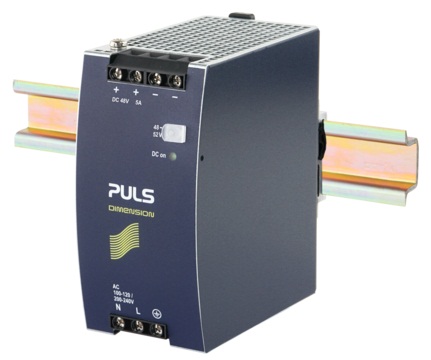 PULS Switching Power Supply; 48VDC OUT; 5A; 100-120VAC / 200-240VDC IN; Single Phase; DIN Rail Mount; Metal Frame