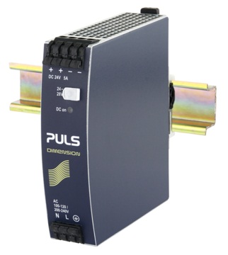 PULS Switching Power Supply; 24VDC OUT; 5A; 100-120VAC / 200-240VDC IN; Single Phase; DIN Rail Mount; Metal Frame