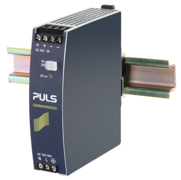 PULS Switching Power Supply; 24VDC OUT; 5A; 100-120VAC / 200-240VDC IN; Single Phase; DIN Rail Mount; Metal Frame