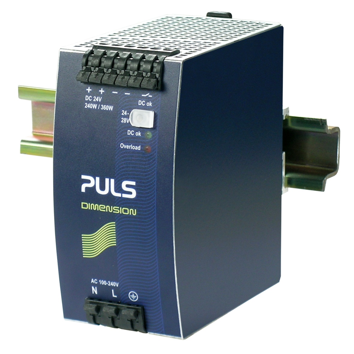 PULS Switching Power Supply; 24VDC OUT; 10A; 100-240VAC / 110-150VDC IN; Single Phase; DIN Rail Mount; Metal Frame