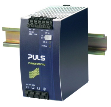 PULS Switching Power Supply; 48VDC OUT; 10A; 380-480VAC IN; 3-Phase; DIN Rail Mount; Metal Frame