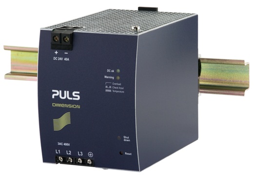 PULS Switching Power Supply; 24VDC OUT; 40A; 400VAC IN; 3-Phase; DIN Rail Mount; Metal Frame