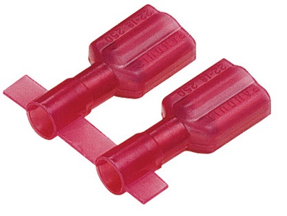Panduit Reel Smart Female Disconnect; #22 - 18; 0.250 x 0.032" Tab; Red; Nylon - Funnel Entry; 3000 ct. Reel