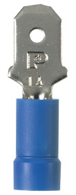 Panduit Pan-Term Male Disconnect; #16 - 14; 0.250 x 0.032" Tab; Blue; Vinyl - Funnel Entry; 100 ct.