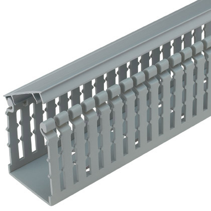 Panduit Narrow Slot Duct; 2.17" Width; 1.98" Height; Light Gray; 6 ft. Length; w/ Cover