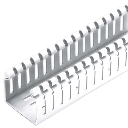 Panduit Narrow Slot Duct; 1.75" Width; 3.06" Height; White; 6 ft. Length; w/ Cover