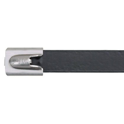 Panduit Pan-Steel Stainless Steel - Polyester Coated Cable Tie; Stainless Steel AISI 316; Black; Heavy; 20.5" Length; 6" Bundle Diameter; 50 ct.
