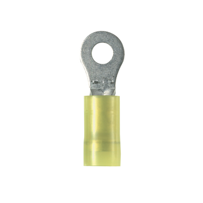 Panduit Pan-Term Ring Terminal; #12 - 10; #10 Stud; Yellow; Nylon - Funnel Entry; 500 ct.