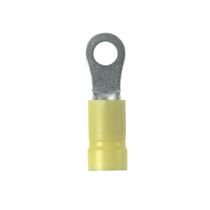 Panduit Pan-Term Ring Terminal; #12 - 10; 5/16" Stud; Yellow; Vinyl - Funnel Entry; 500 ct.