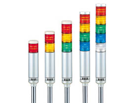 Patlite 40mm Tower Light; 3-Segment; Red (top)/Amber/Green; Steady; 24VAC/DC; Cable - 1.1m; White Housing