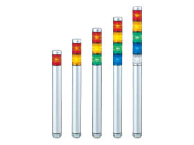 Patlite 30mm Tower Light; 5-Segment; Red (top)/Amber/Green/Blue/White; Steady; 24VAC/DC; Cable - 1m; Silver Housing