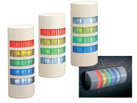 Patlite 37.5mm Half Moon Tower Light; 3-Segment; Red (top)/Amber/Green; Steady; 24VAC/DC; Cable - 1m; Ivory Housing