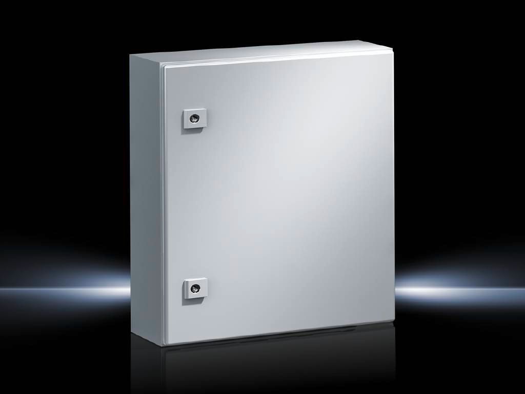 Rittal Wallmount Enclosure; 20" x 16" x 8"; Carbon Steel; Solid Cover; Hinge (on right) Connection; NEMA 4