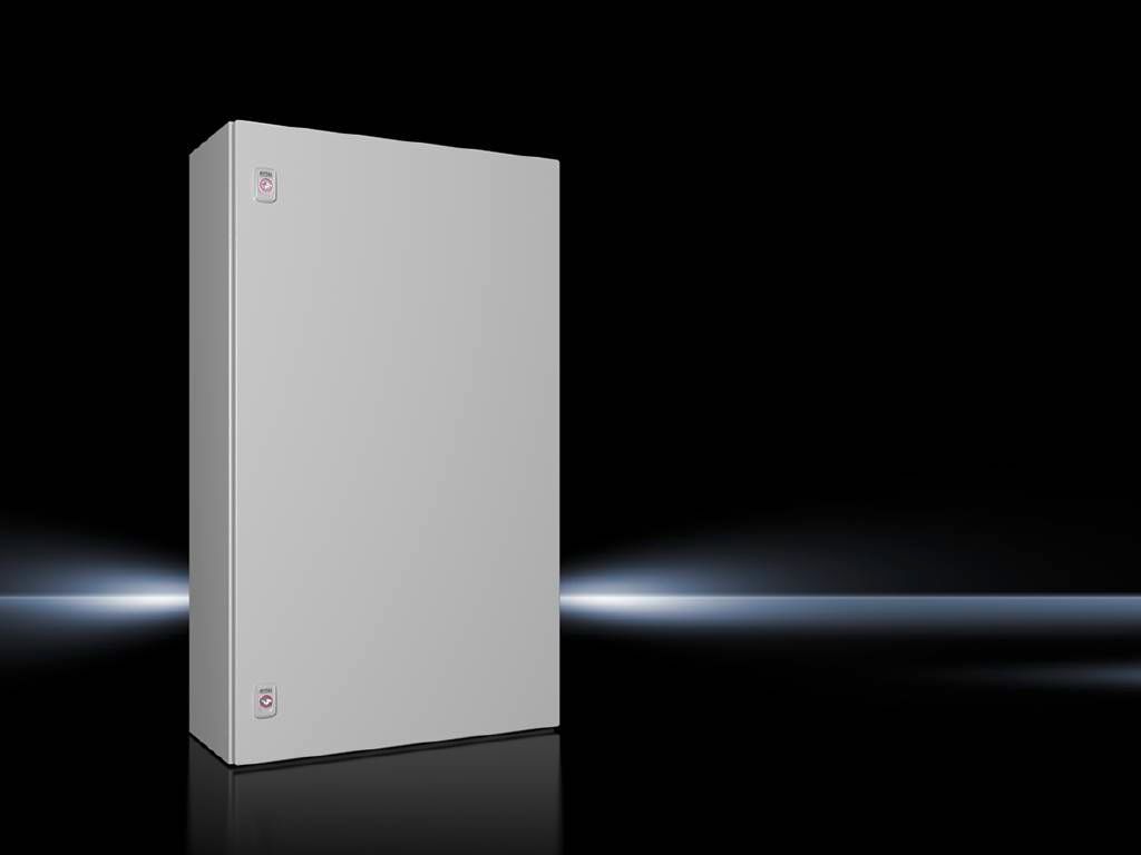 Rittal Wallmount Enclosure; 39.4" x 23.6" x 9.8"; Carbon Steel; Solid Cover; Hinge Connection; NEMA 4