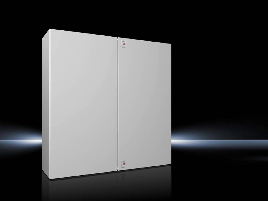 Rittal Wallmount Enclosure; 39.4" x 39.4" x 11.8"; Carbon Steel; Solid Cover; Hinge Connection; NEMA 12