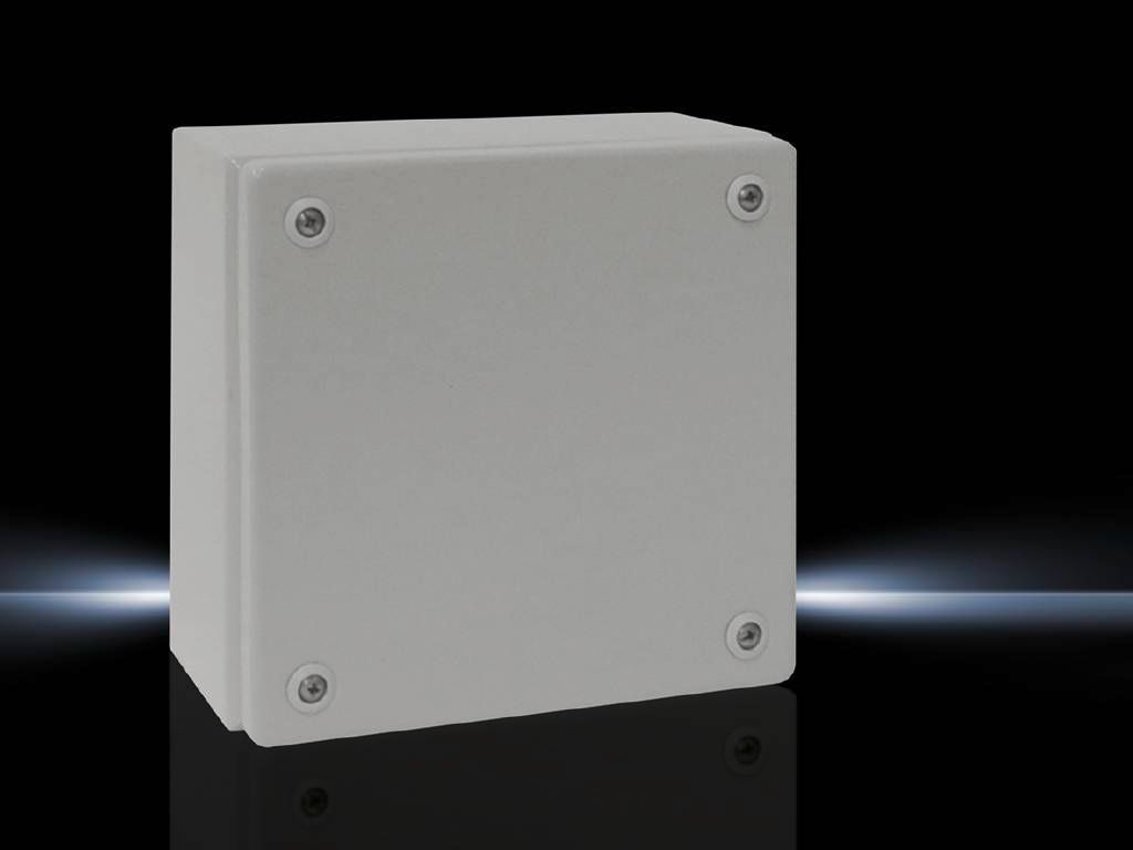 Rittal Wallmount Enclosure; 8" x 8" x 5"; Carbon Steel; Solid Cover; Quick-Release Connection; NEMA 4