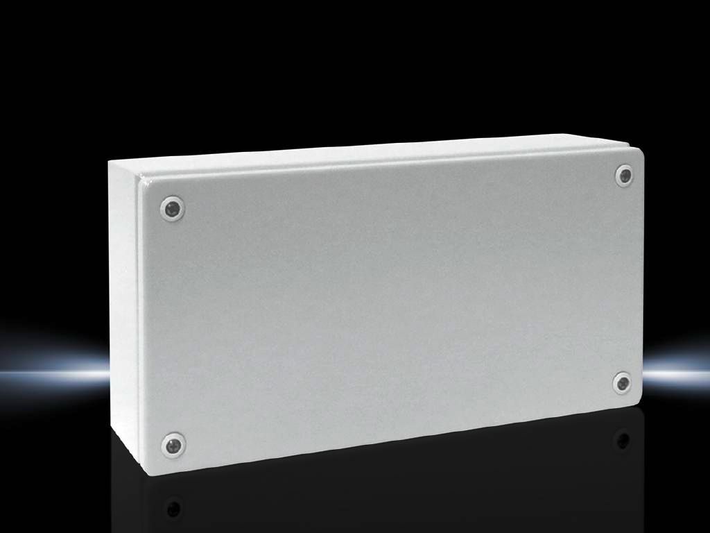 Rittal Wallmount Enclosure; 8" x 16" x 5"; Carbon Steel; Solid Cover; Quick-Release Connection; NEMA 4