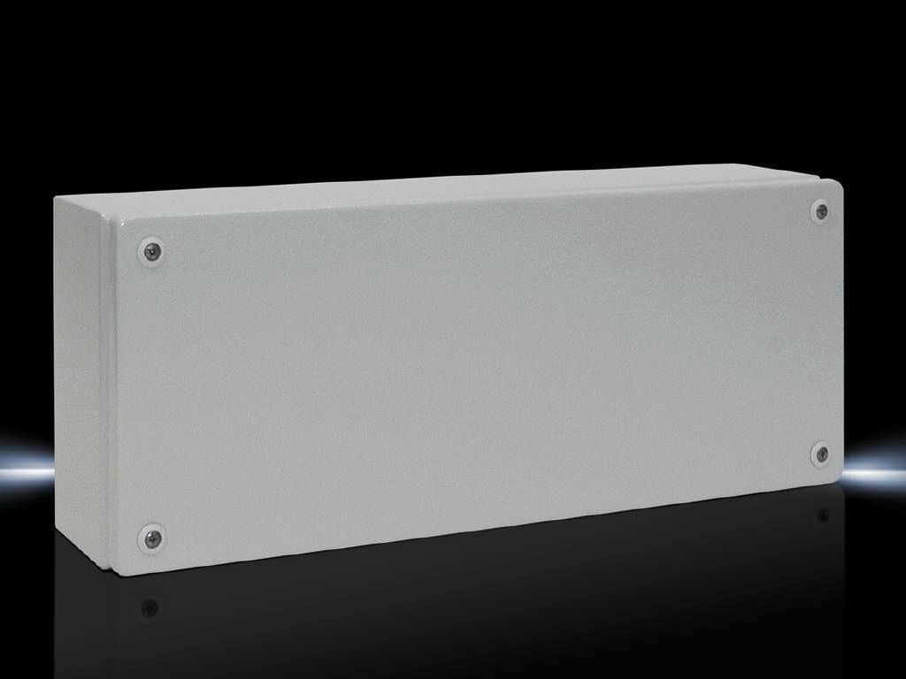 Rittal Wallmount Enclosure; 8" x 20" x 5"; Carbon Steel; Solid Cover; Quick-Release Connection; NEMA 4