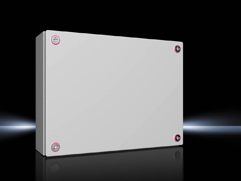 Rittal Wallmount Enclosure; 15.7" x 15.7" x 4.7"; Carbon Steel; Solid Cover; Cam Lock Connection; NEMA 4