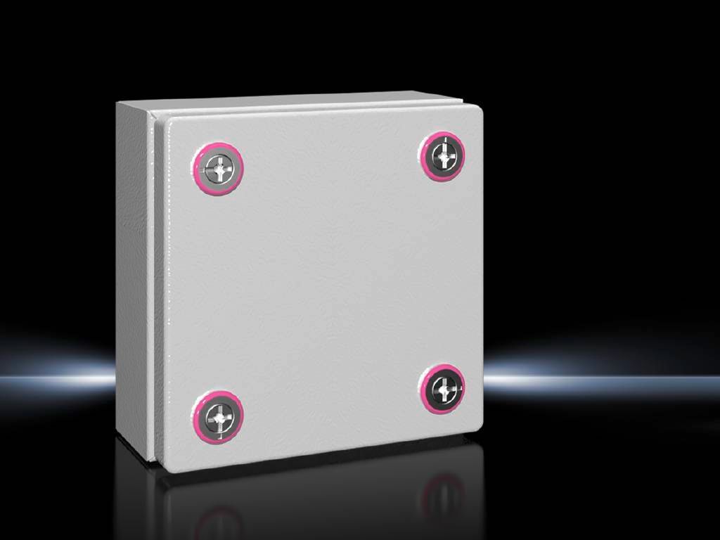 Rittal Wallmount Enclosure; 5.9" x 5.9" x 3.1"; Carbon Steel; Solid Cover; Cam Lock Connection; NEMA 4