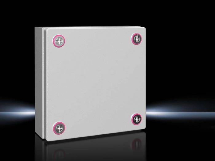 Rittal Wallmount Enclosure; 7.9" x 7.9" x 3.1"; Carbon Steel; Solid Cover; Cam Lock Connection; NEMA 4