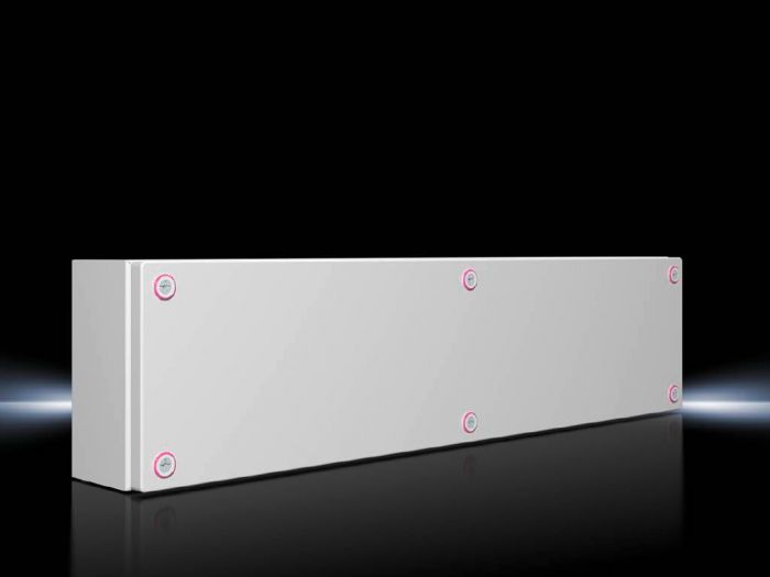 Rittal Wallmount Enclosure; 7.9" x 31.5" x 4.7"; Carbon Steel; Solid Cover; Cam Lock Connection; NEMA 4