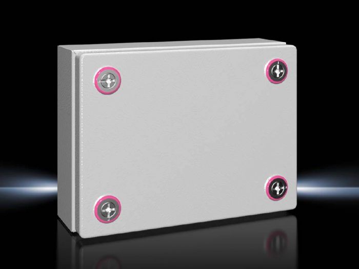 Rittal Wallmount Enclosure; 5.9" x 7.9" x 3.1"; Carbon Steel; Solid Cover; Cam Lock Connection; NEMA 4