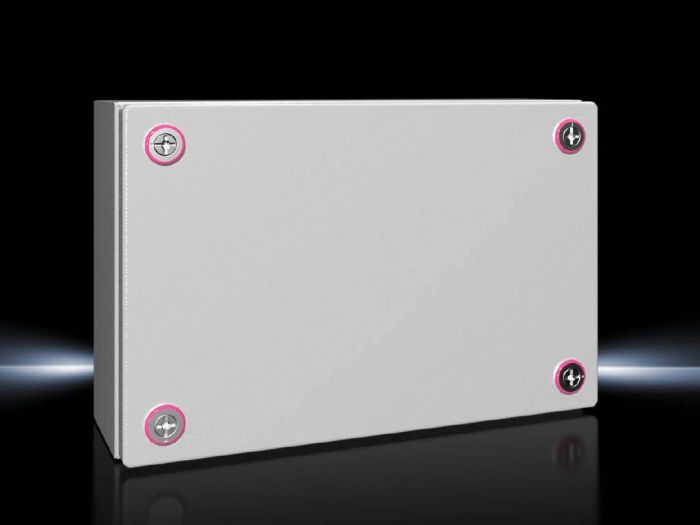 Rittal Wallmount Enclosure; 7.9" x 11.8" x 4.7"; Carbon Steel; Solid Cover; Cam Lock Connection; NEMA 12