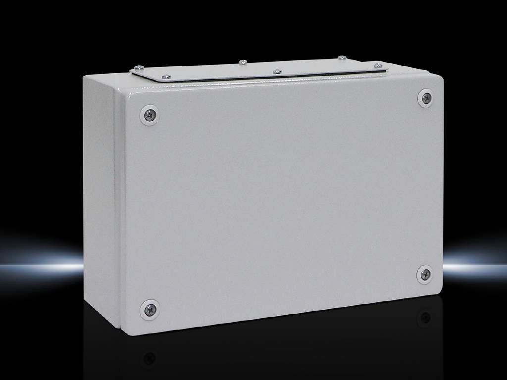 Rittal Wallmount Enclosure; 8" x 12" x 5"; Carbon Steel; Solid Cover; Quick-Release Connection; NEMA 12