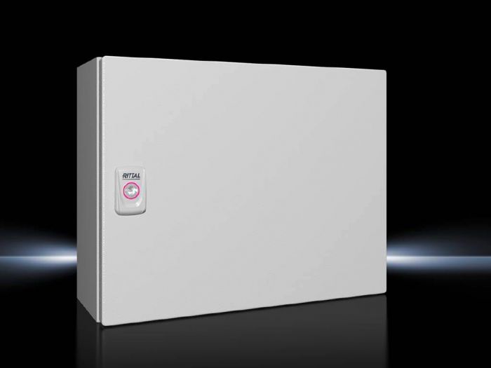 Rittal Wallmount Enclosure; 11.8" x 15" x 6.1"; Carbon Steel; Solid Cover; Hinge Connection; NEMA 4