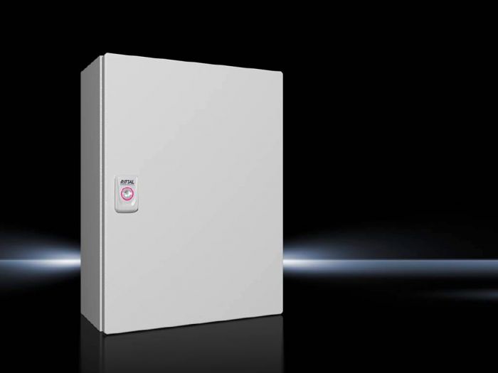 Rittal Wallmount Enclosure; 15.7" x 11.8" x 6.1"; Carbon Steel; Solid Cover; Hinge Connection; NEMA 4
