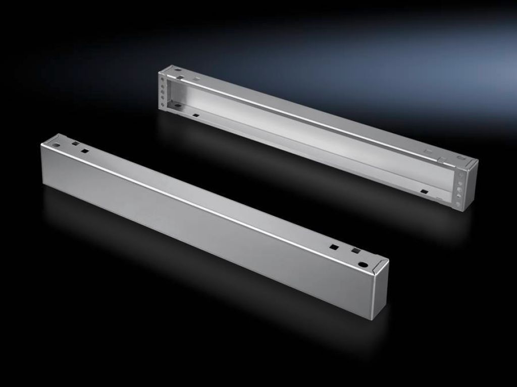 Rittal Base/Plinth Component; front/rear; 4" high; for 24" wide enclosures; solid; stainless steel