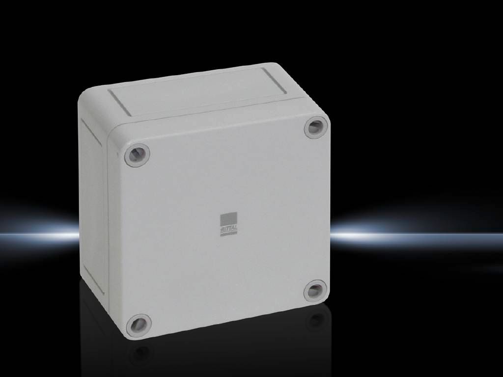 Rittal Wallmount Enclosure; 3.7" x 3.7" x 2.2"; Polycarbonate; Solid Cover; Screw Connection; NEMA 4X