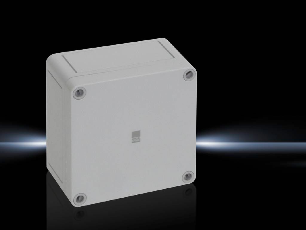 Rittal Wallmount Enclosure; 4.3" x 4.3" x 2.6"; Polycarbonate; Solid Cover; Screw Connection; NEMA 4X