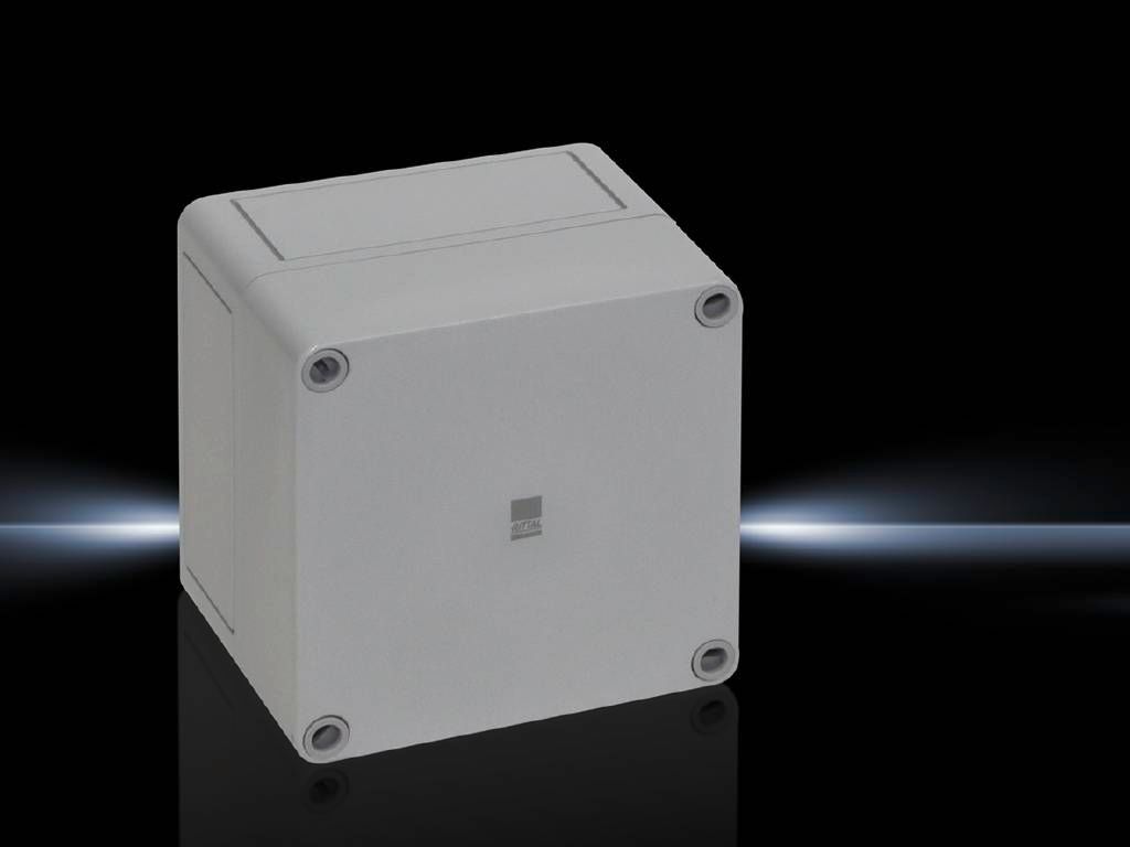 Rittal Wallmount Enclosure; 4.3" x 4.3" x 3.5"; Polycarbonate; Solid Cover; Screw Connection; NEMA 4X