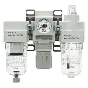 SMC Pneumatics Filter &plus; Regulator &plus; Lubricator; 30 Body; 3/8 NPT Port; 0.85MPa Set Pressure; psi Units; Polycarbonate Bowl