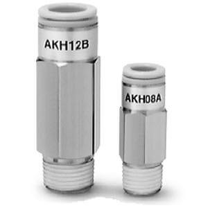 SMC Pneumatics Check Valve; Straight; 1/2 R/Rc Port; 12mm Tube OD; -100kPa to &plus;1MPa; Nickel-Plated Brass Body