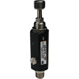 SMC Pneumatics Miniature Regulator; 2 Body Size; 1/8 Male - M5 Female IN Port; M5 OUT Port; 0.7MPa Set Pressure; MPa