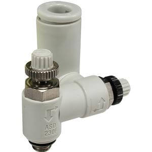 SMC Pneumatics Speed Controller; Universal; 3/8 Standard Body Size; Dual Control; 5/16" Tube OD; 1/4 NPT Port