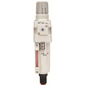 SMC Pneumatics Filter/Regulator; 3/8 Body; 3/8 NPT Port; 0.7MPa Set Pressure; psi Units; Metal w/ Level Gauge; Epoxy coated and stainless steel fasteners