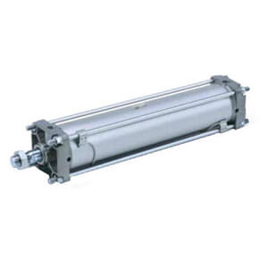 SMC Pneumatics Tie-Rod Cylinder; Double Acting Single Rod; 50mm Bore; 350mm Stroke; Double Clevis Mount; Air Cushion; Stainless steel retaining ring; piston rod; rod end nut