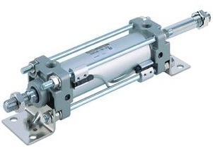SMC Pneumatics Tie-Rod - Air-Hydro Cylinder w/ Magnet; Double Acting Double Rod; 100mm Bore; 150mm Stroke; Rod/Front Flange Mount