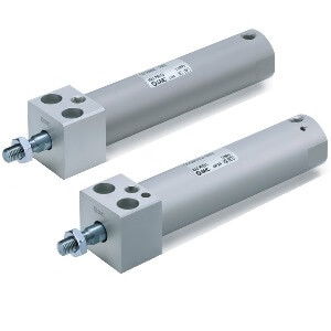 SMC Pneumatics Round Body Cylinder w/ Magnet; Double Acting Single Rod; 50mm Bore; 100mm Stroke; Direct - Bottom Mount; Air Cushion; Male Rod Thread; (2) D-B54 Auto Switches