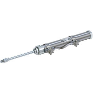SMC Pneumatics Stainless Steel Body Cylinder w/ Magnet; Single Acting - Spring Extend Single - Non-Rotating Rod; 16mm Bore; 30mm Stroke; Rod/Front Flange Mount; Rubber/Urethane Cushion; Male Rod Thread; (3) J79C Auto Switches