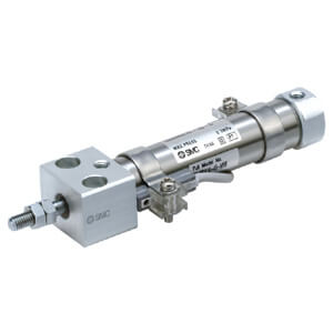 SMC Pneumatics Stainless Steel Body Cylinder w/ Magnet; Double Acting Single Rod; 16mm Bore; 200mm Stroke; Direct - Bottom Mount; Rubber/Urethane Cushion; Male Rod Thread; (2) M9B Auto Switches
