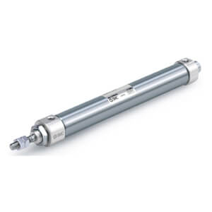 SMC Pneumatics Stainless Steel Body - Smooth Cylinder w/ Magnet; Double Acting Single Rod; 16mm Bore; 350mm Stroke; Basic Mount; Rubber/Urethane Cushion; Male Rod Thread