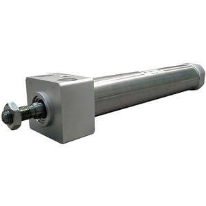 SMC Pneumatics Stainless Steel Body Cylinder w/ Magnet; Double Acting Single Rod; 25mm Bore; 25mm Stroke; Direct - Front Mount; Rubber/Urethane Cushion; (2) D-H7A2 Auto Switches