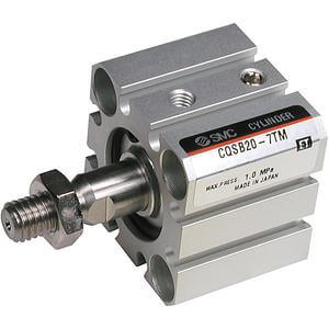 SMC Pneumatics Compact Cylinder w/ Magnet; Single Acting - Spring Return Single Rod; 12mm Bore; 10mm Stroke; Through-Hole/Both Ends Tapped Mount; Male Rod Thread; (1) D-A90 Auto Switch