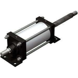 SMC Pneumatics Tie-Rod Cylinder w/ Magnet; Double Acting Double Rod; 125mm Bore; 100mm Stroke; Foot/Axial Foot Mount; Air Cushion